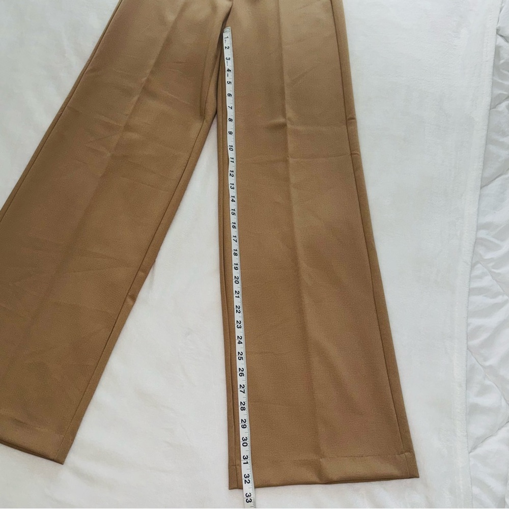 Zara Women’s High Waisted Wide Leg Full Length Dress Pants Size XS Tan - Picture 7 of 11